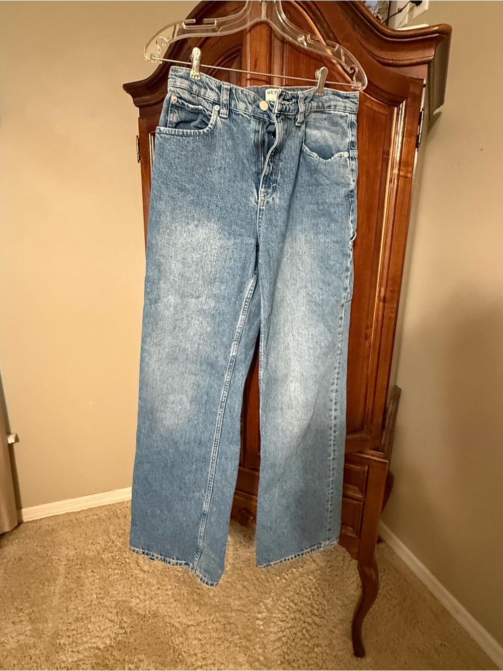 Free People wide legged jeans with carpenter pocket on left